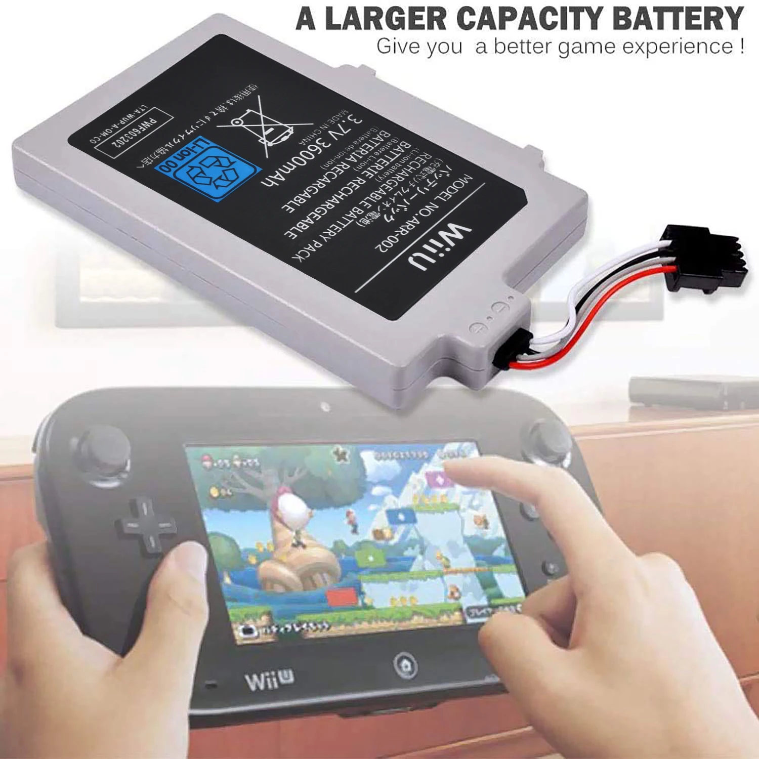 Tectra Оригинальный 3 7 V 3600mAh Высокая емкость ARR-002 аккумулятор для Nintendo Wii U геймпад -