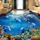Пользовательский 3D напольный рисунок, фотообои, подводный мир, дельфин, гостиная, ванная, ПВХ, водонепроницаемая роспись, Papel De Parede 3D