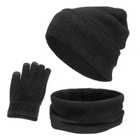 winter beanie hat scarf set for women men knited solid warm hat warm scarf hat touch screen gloves sets riding matching caps