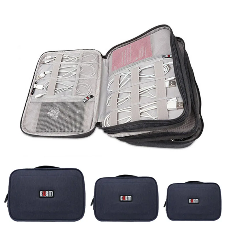 Роскошный двухслойный портативный кабель сумка для хранения цифровой USB