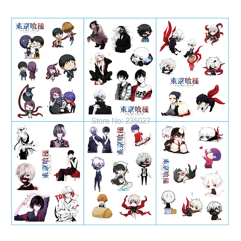120 листов/партия наклейки аниме Tokyo Ghoul Kaneki Ken Kamishiro Rize Мультяшные настенные для