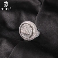 tbtk hiphop ring personalized initial bubble letter spinning ring full cz custom rotatable charm rings rapper jewelry for men