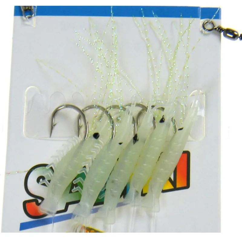 

1 Pack (5pcs) Saltwater Fishing Sabiki Rigs Sea Night Glow Fishing Sabiki Lures Shrimp Bait Jigs Lure For Fishing