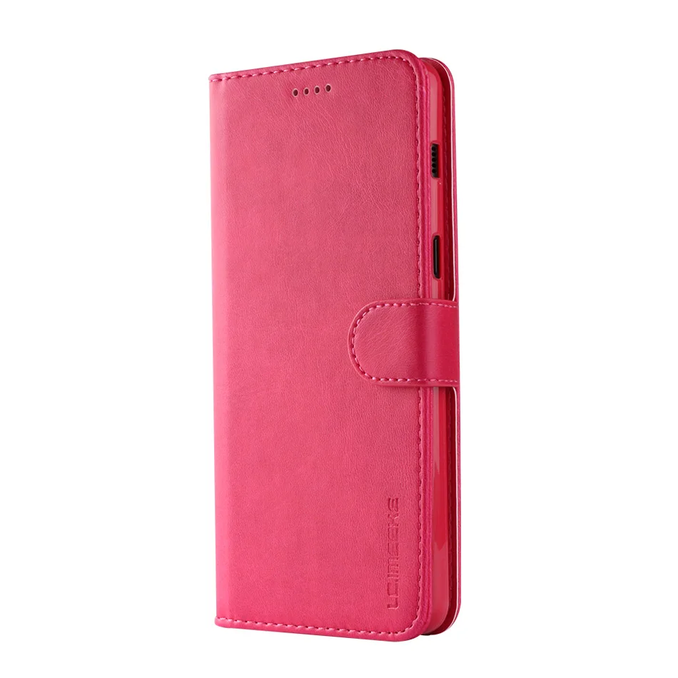 Кожаный чехол-книжка для Xiao mi Red mi 7 7A 6 6A K20 Note 8 7 6 5 PRO 4X Чехол-книжка s Xio mi A2 Lite 9T PRO - Цвет: Розово-красный