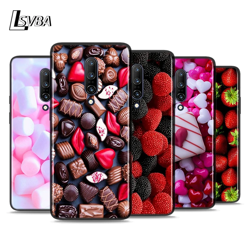 

Silicone Black Cover Fruit Snacks Sugar For OnePlus 5T 6 6T 7T 7 7 8 Pro Phone Case Shell Coque