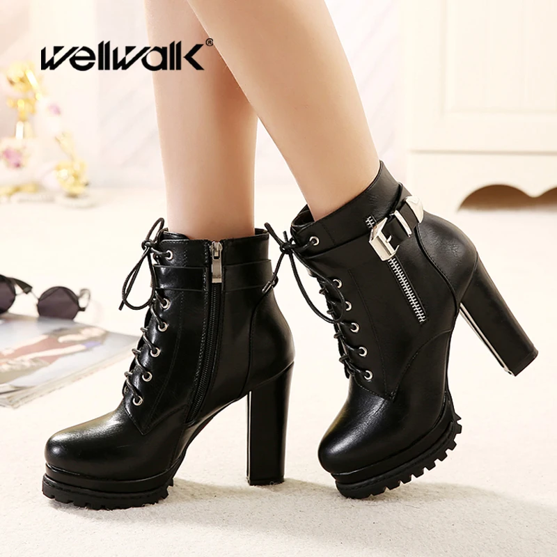 Ботильоны на платформе Женская зимняя обувь с вырезами высоком каблуке Женские