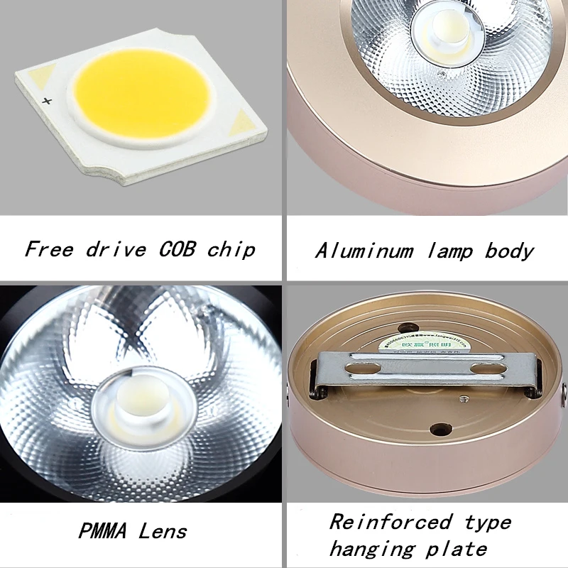 Foco de luz foco LED cob para iluminación interior, lámpara ultrafina de 3w, 5w, 7w, 10w, 15w, 220V, luces empotrables de techo