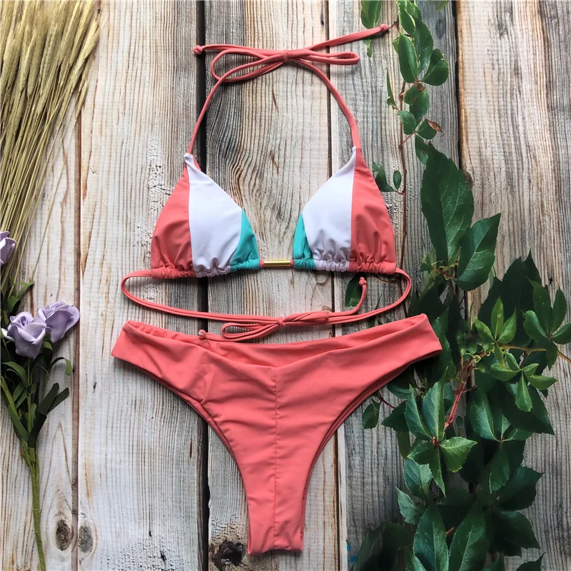 Женский раздельный купальник с принтом Раздельный трусиками танга микро бикини