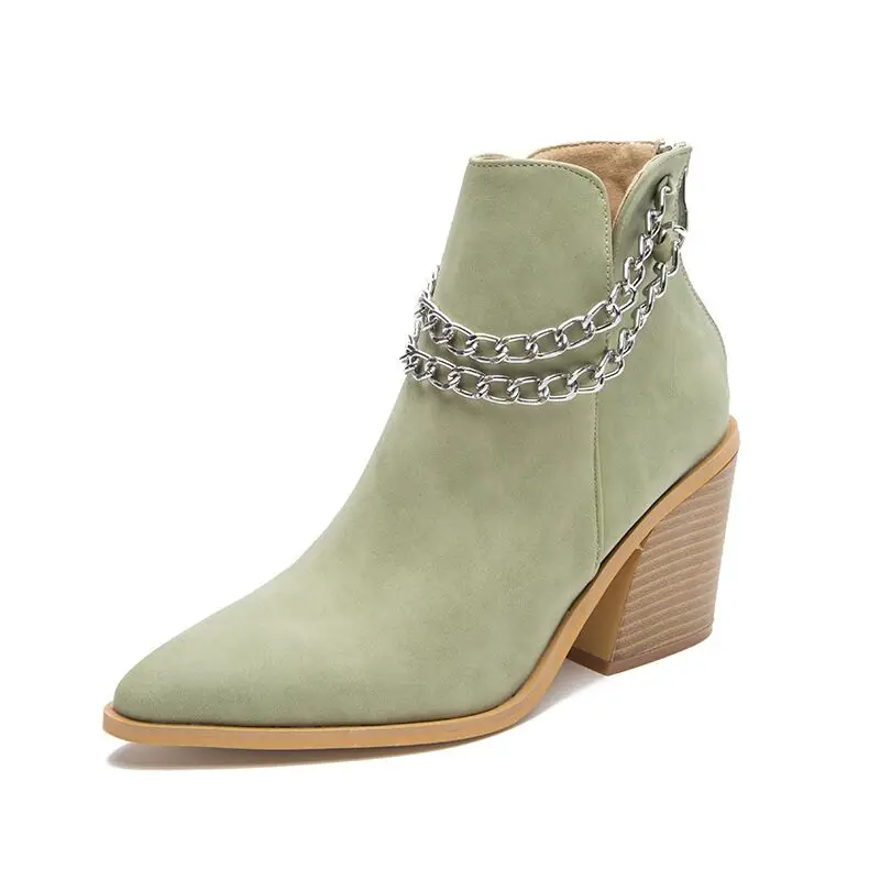 JIANBUDAN New Autumn women's Ankle Boots Sexy High Heels Short boots Female Fashion Office Hoof Heels Pointed Toe boots 36-43