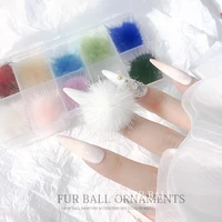 hair ball manicure accessories cute hair ball detachable 3d nail fluffy diy magnetic fluffy ball set hair nails accessories