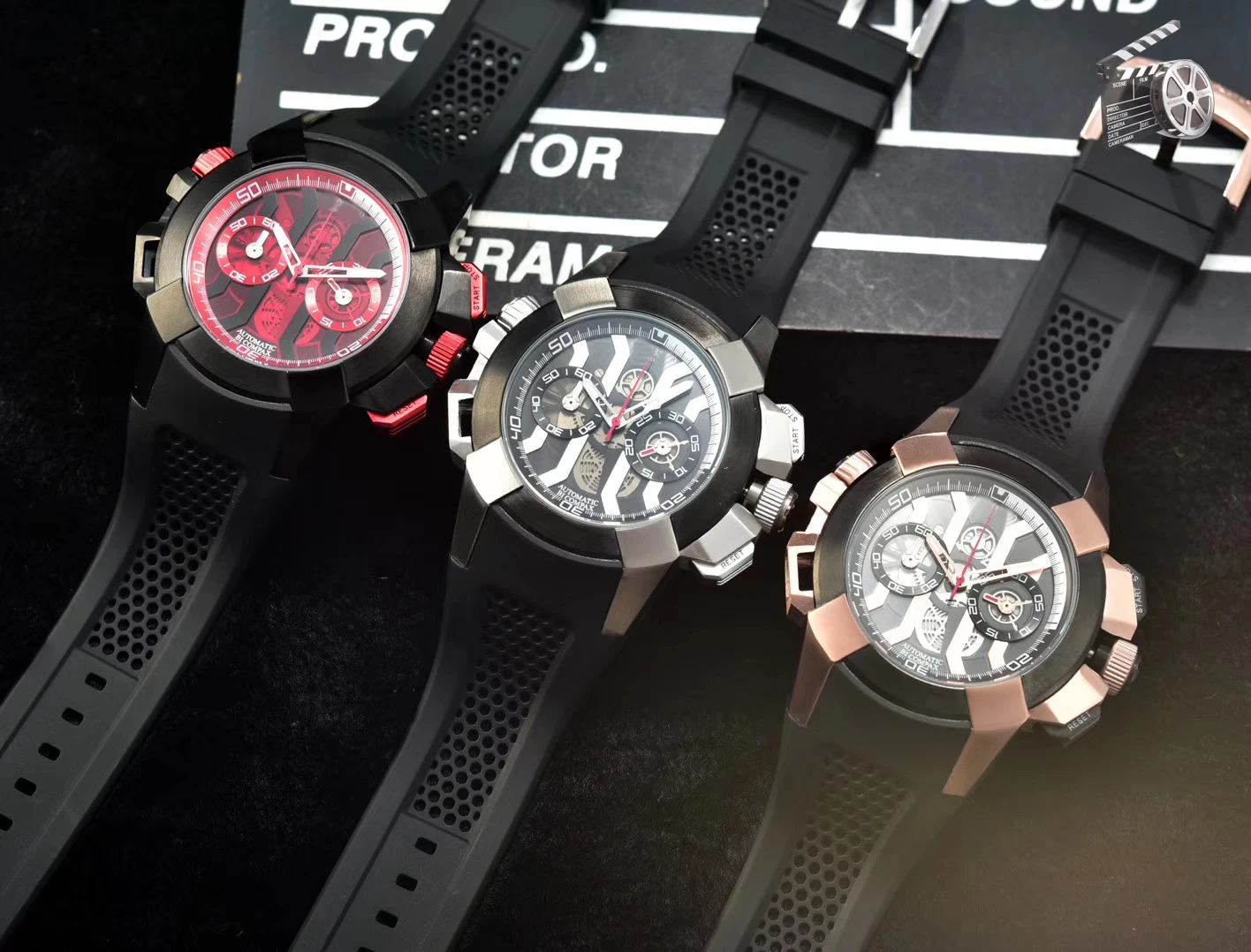 

Luxury Brand New Men EPIC X CHRONO Rose Gold Black Red Rubber Stainless Steel Japanese Quartz Chronograph Sapphire Sport Watch