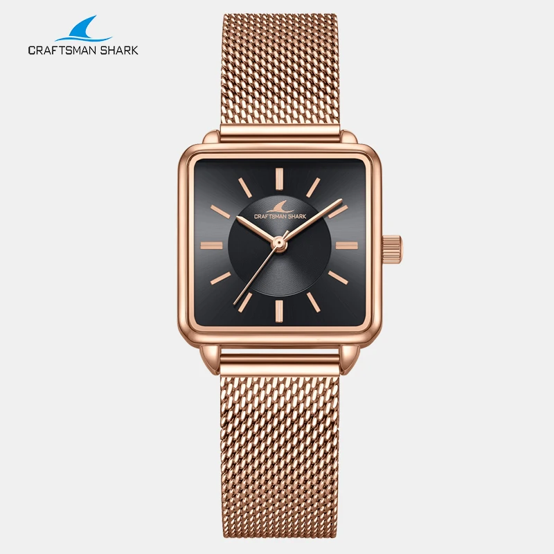 

Brand Women Watches Fashion Square Ladies Quartz Watch Dial Simple Rose Gold Mesh Luxury Women Watches