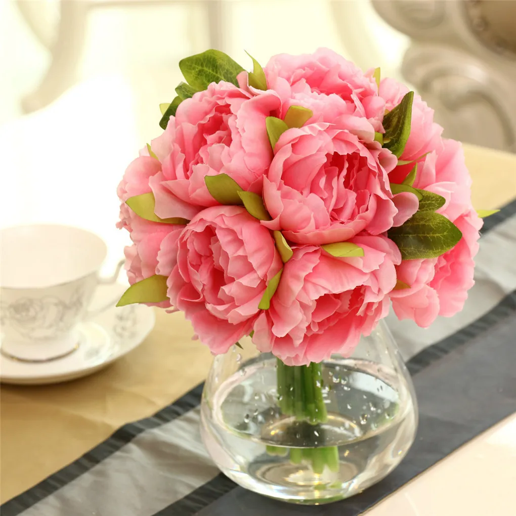 

10 Heads Artificial Peony Flower Simulation chic Bouquet Pretty Bride Wedding Silk Flowers Fake Flowers for Home Decoration
