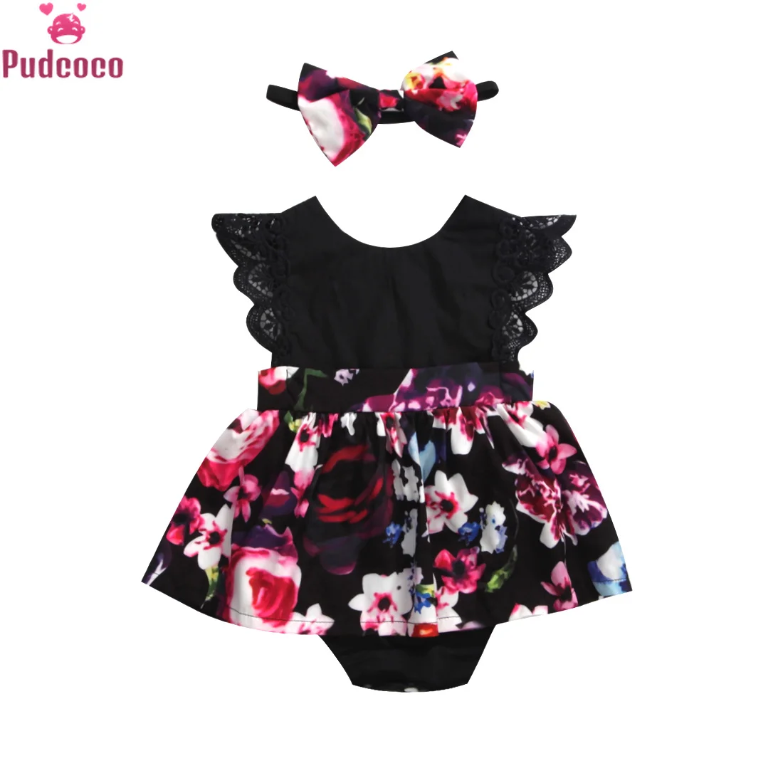 

Pudcoco Newborn Baby Infant Girl Romper Floral Outfits 0-6T o-neck sleeveless lovely girls cottonLace Ruffles ropa de bebe niña