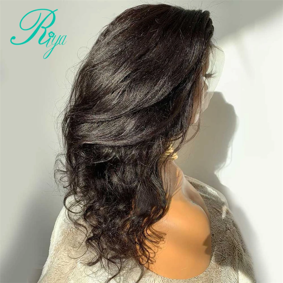 150% 13X4 Lace Front Human Hair Wigs For Black Women PrePlucked With Baby Remy Wavy Indian Closure Wig Riya | Шиньоны и парики