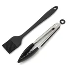 2 шт. силиконовые Еда Tong щеточка для барбекю комплект масляная кисточка для Кухня щипцы для барбекю зажим для решетки-гриль мясо салат, торт соус Кисть Барбекю Зажим инструменты