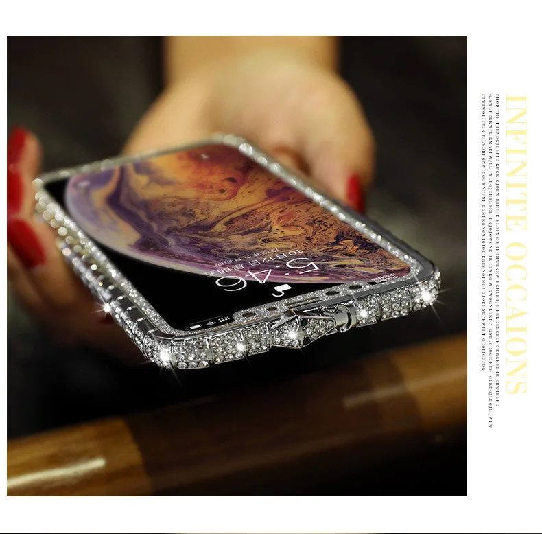 Бампер со стразами для iphone 11 pro max 10 чехол Apple XR xs x 6 6s 8 7 plus блестящий металлический