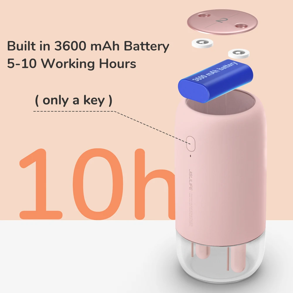 

JISULIFE Air Humidifier Diffuser Aroma Diffuser 3600mAh Wireless Rechargeable Portable 500 ml Humidifiers for Home Humidificador