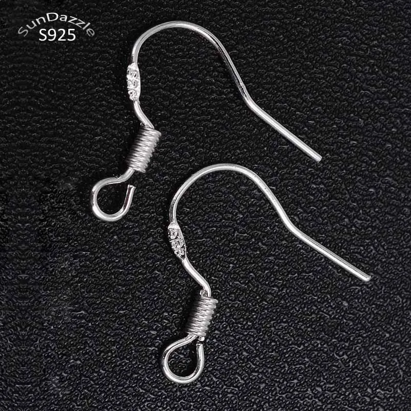 10pcs Real Solid 925 sterling Silver Ear Hooks Wire Spring Earring Clasps For Making Earrings Jewelry Findings Accessories