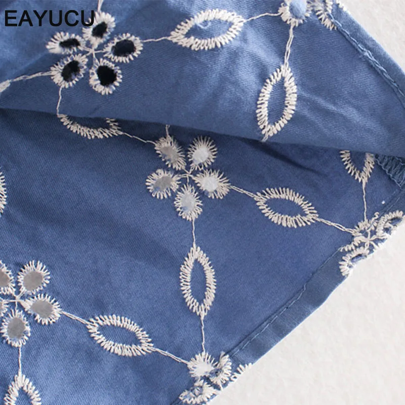 

EAYUCU Vintage Floral Embroidery Hollow Out Women Tops and Blouses Elegant Lantern Sleeve Ruffles Female Blouse Shirt ET061