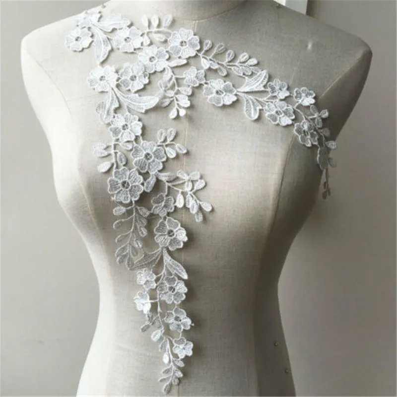 Floral Costume Motif Bridal Evening Dress Lace Applique Embroidery Crafts 1 Pair DIY lace | Дом и сад