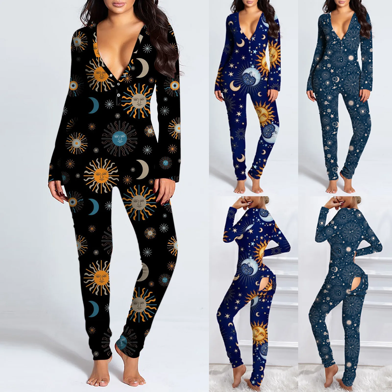 

Sexy Women Pajamas Onesies Button-down Front Functional Buttoned Flap Adults Pyjama Rompers Jumpsuit Sleepwear macacao pyjama