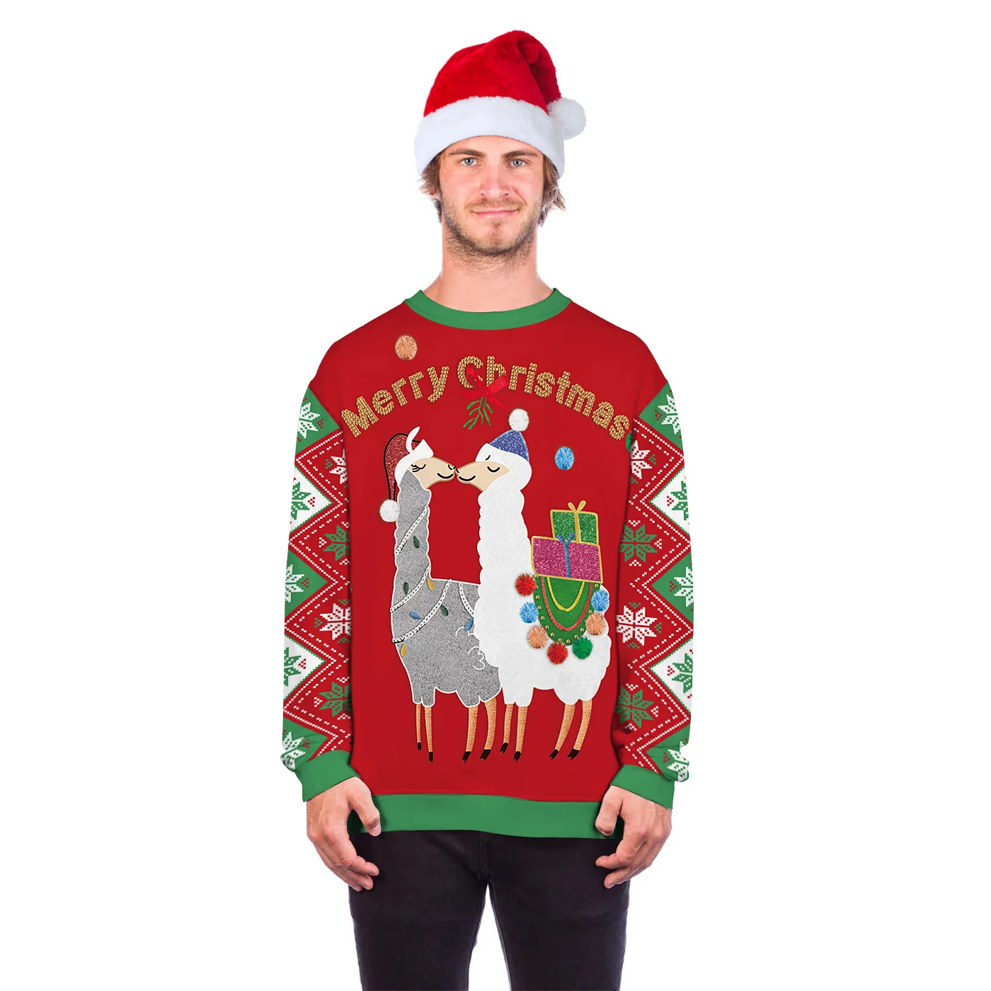 Унисекс милый животный 3D принт Уродливый Рождественский свитер пара наряд