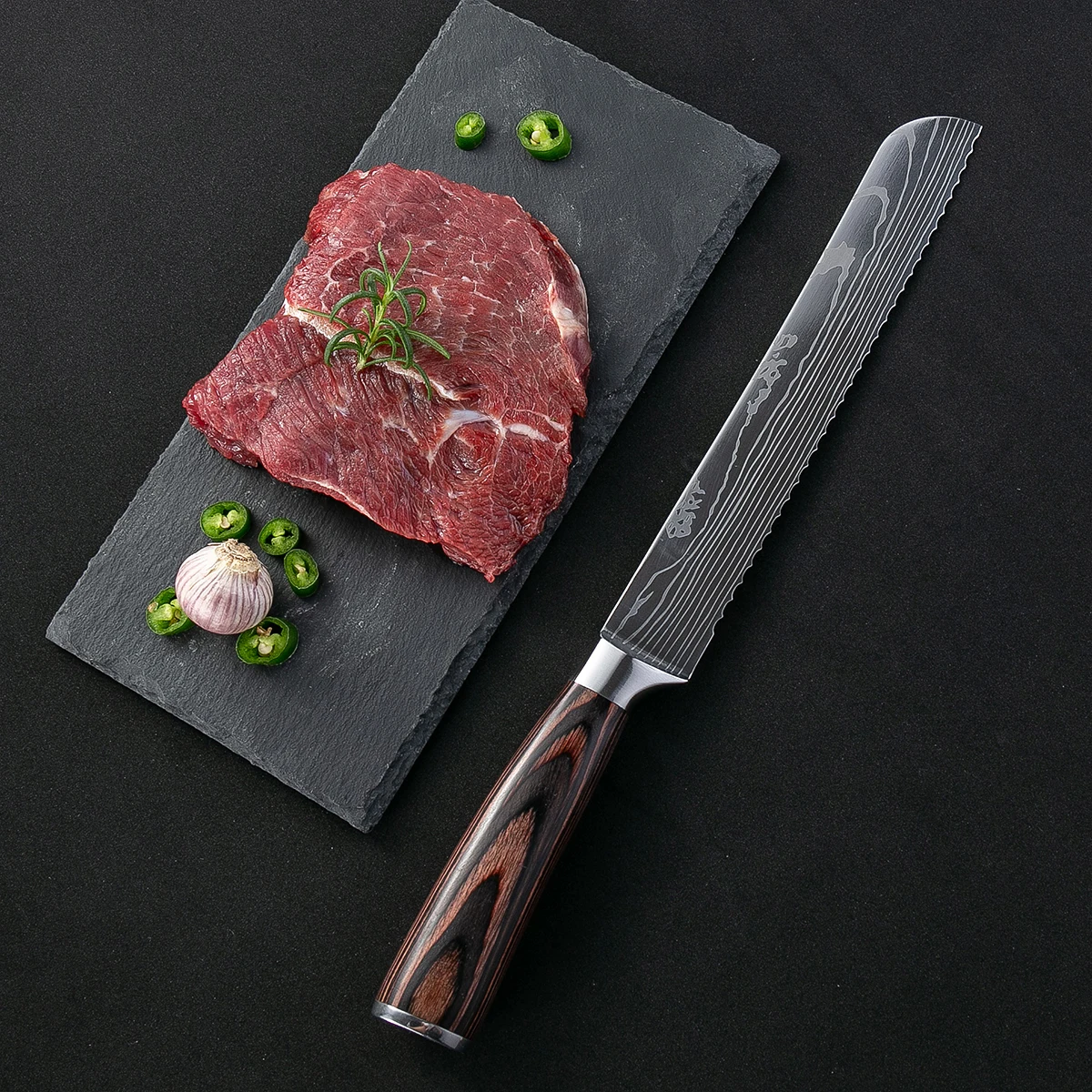 DAOMACHEN 8 комплектов кухонные ножи Лазерная Дамасская модель нож шеф повара острый