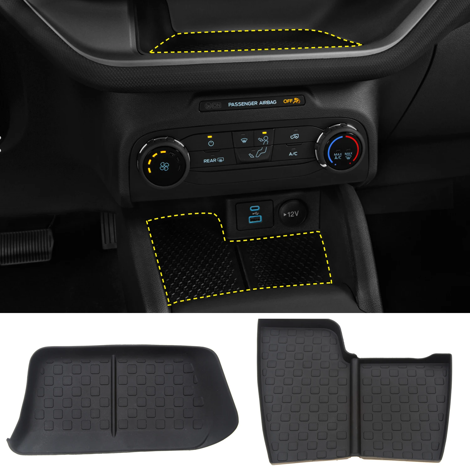 

Car Products Fit for Ford Bronco Sport CX430 2021 Accessories Center Mat Insert Tray Secondary Storage Tray 2pcs Interior Parts