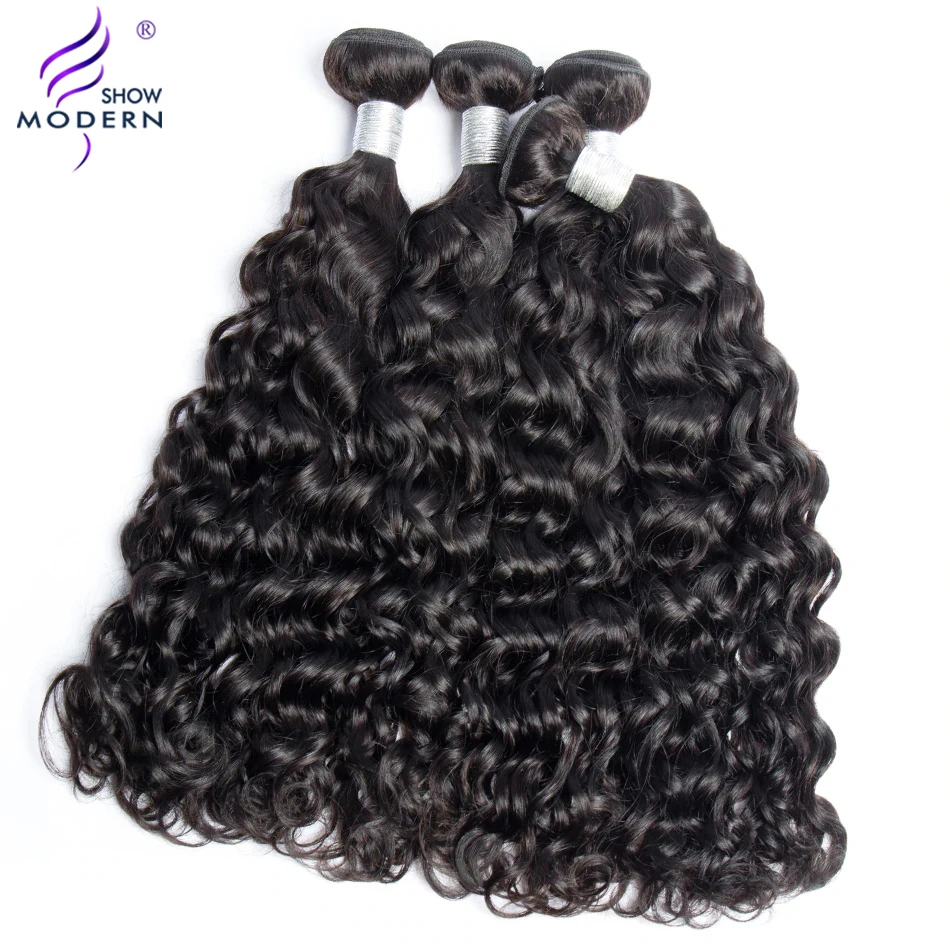Волна воды 3 пучка с закрытием бразильские волосы переплетения пучки современный