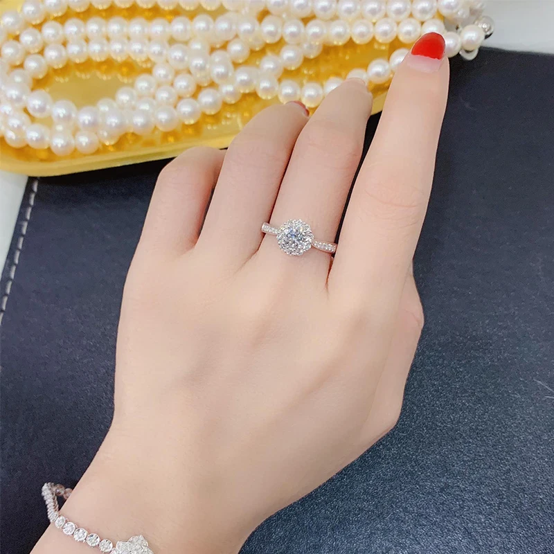LUOWEND 100% 18K кольцо из белого золота роскошное с натуральным бриллиантом в форме