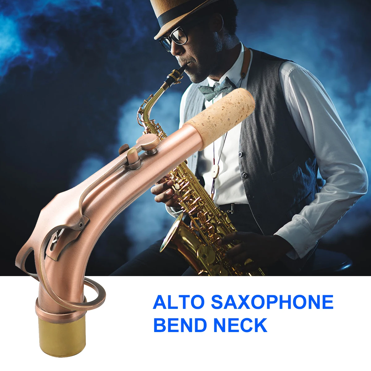 

Muslady B66 Alto Saxophone Sax Bend Neck Brass E-flat Sax Elbow 24.5mm Nozzle Leather Pad Heat-Insulating Sax Replacement Part