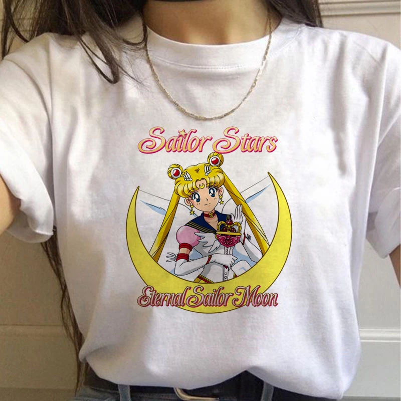 Сейлор Мун 90s забавная Футболка Harajuku одежда футболка Эстетическая кошка аниме