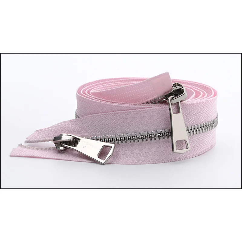 silver-pink Meetee 120 см 5# Металлические молнии двойной слайдер открытый конец молнии DIY Швейные Инструменты пуховик пальто одежда портной ремонт аксессуары - Цвет: silver-pink