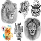 Этническая временная татуировка король зверей, наклейка для мужчин, женщин, мужчин, сексуальная татуировка, боди-арт, пистолет воина, перо, имитация, татуировка на руку взрослых