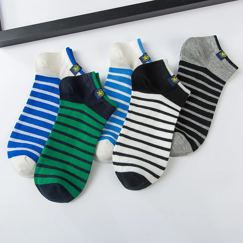 5 пар мужские хлопковые нескользящие носки в полоску|casual socks|socks wholesalewholesale socks |