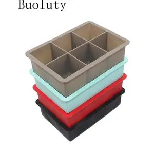 Buoluty Ice cube molds Square Shape Ice Cube Mold Fruit Ice Cube Maker 6 Lattice Ice Tray Bar Kitchen Accessories Silicon