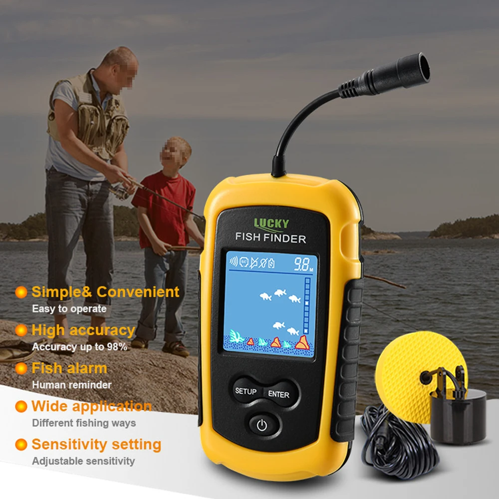 

Portable Fish Detection Sonar For Fishing LCD Color Screen Wired Fish Finder 100M Depth Range Sonar Echo Sounders Fishfinder