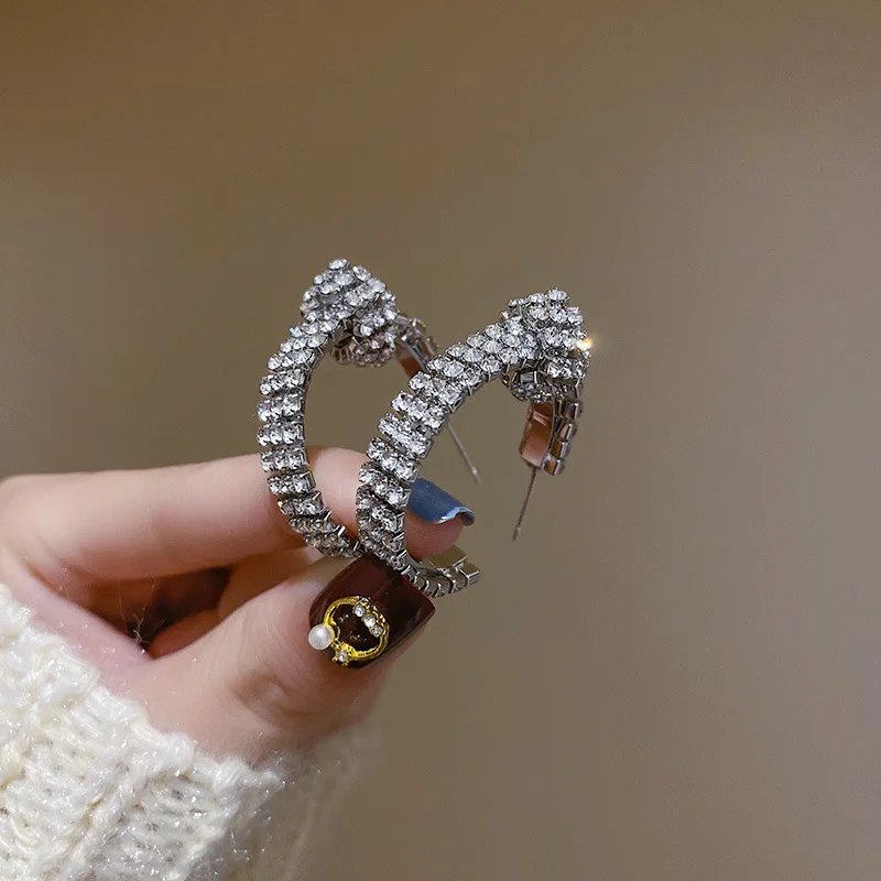 

Rainbery Small Circle Knot Crystal Stud Earrings for Women Bijoux Full Rhinestones Earrings Statement Jewelry Party Gifts JE1567