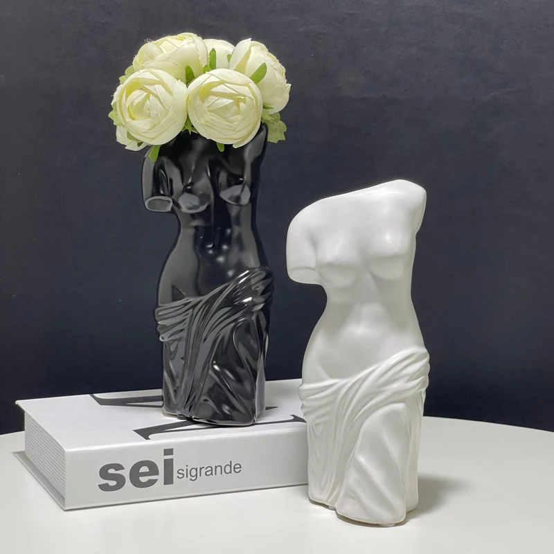 Ваза для цветов ручной работы белая черная золотая в скандинавском стиле дома