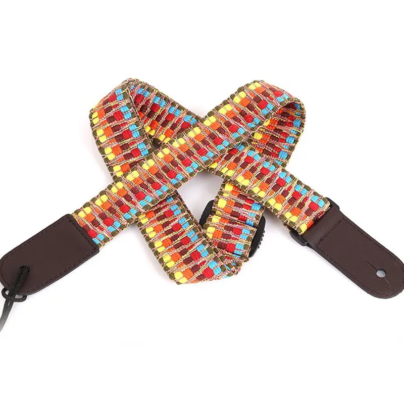 

136cm Guitar Strap Multi-Color Vintage Woven Strap with Adjsutable Buckle For Bass Electric & Acoustic Guitars MC889