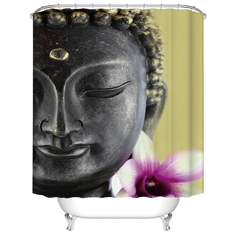 

Buddha statue curtain shower polyester fabric bath curtain bathroom decor