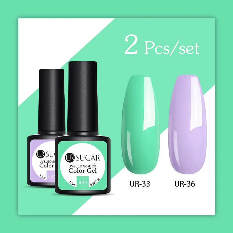 P1 Ur Sugar 2 шт./лот гель для ногтей с блестками Набор лаков розовый гибридный Цвет серии Полупостоянный светодиодный лак для ногтей набор блестки гель - Цвет: P1