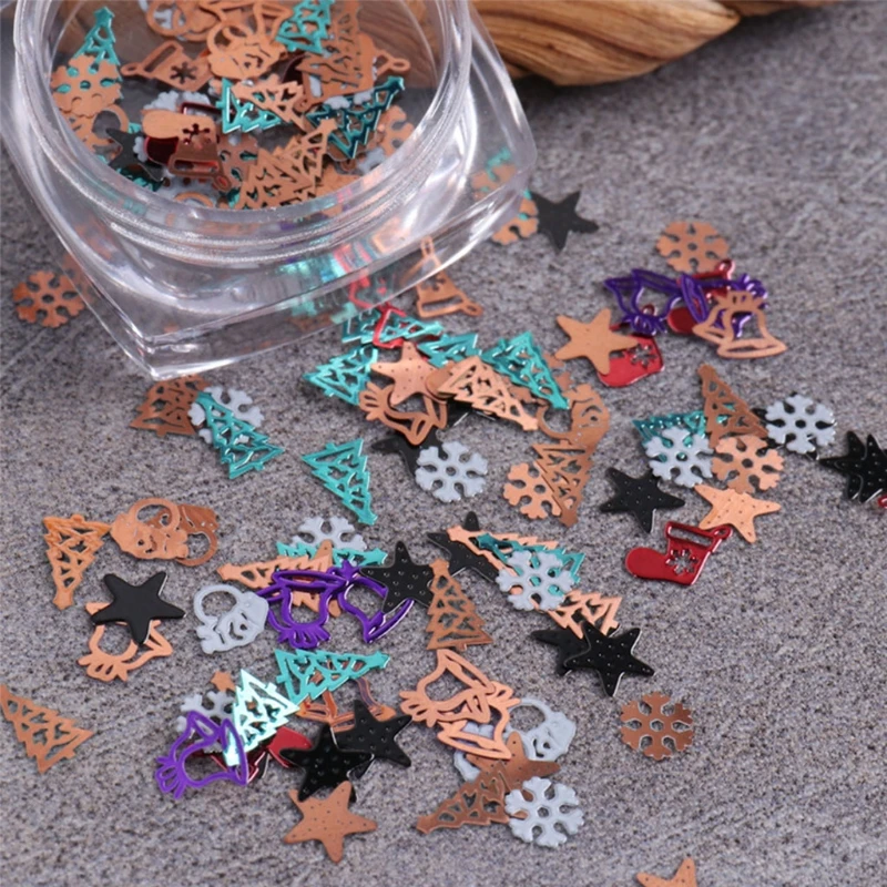 

Christmas Nails Decorations 3D Metallic Nail Art Glitter Studs Christmas Santa Reindeer Snowman Nail Supplies 094E