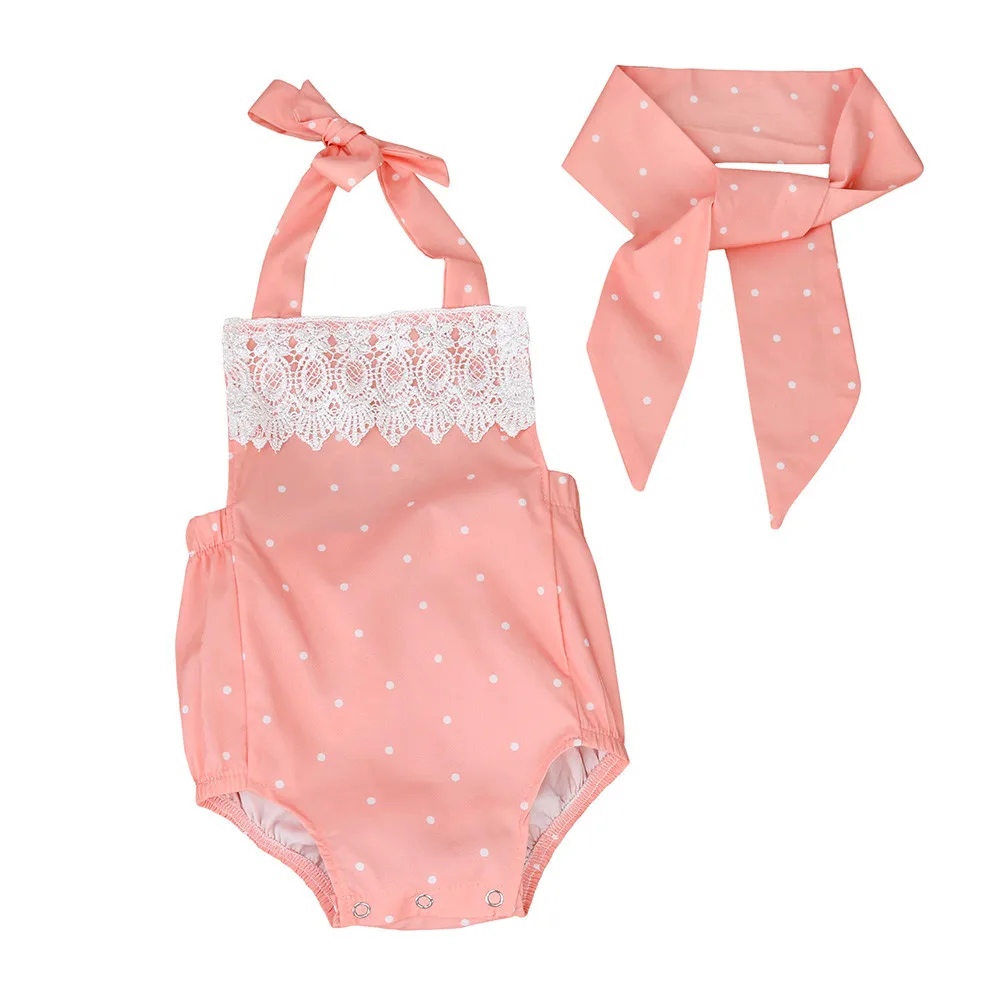 С принтом в горошек комбинезон одежда для малышей с кружевами девочек милое