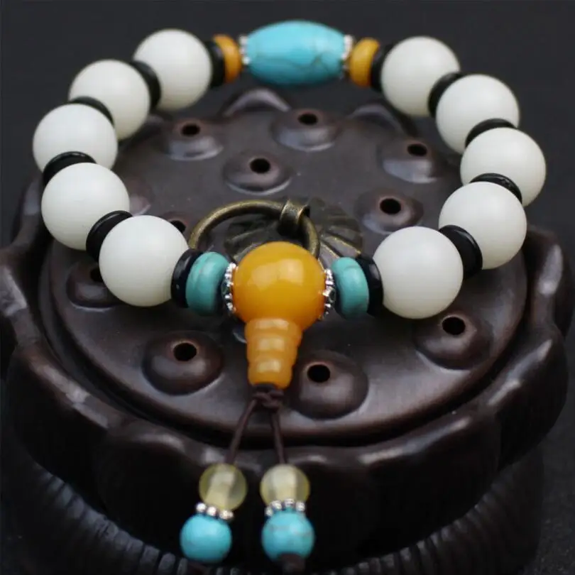 

White Bodhi Root Bracelet 12mm Beads Rosary Bracelet Men and Women Jewelry Gift handmade beaded bracelet Wholesale