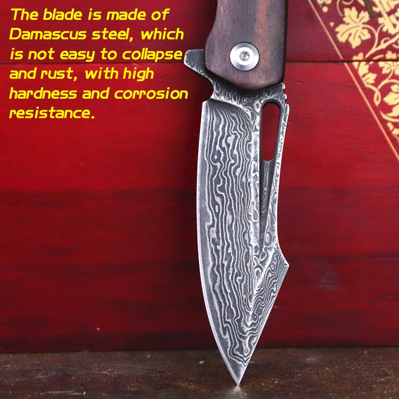 Складной нож для самообороны тактический уличный мини-клинок из дамасской стали