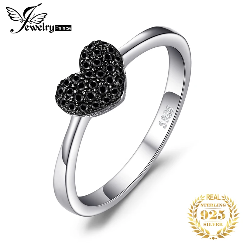  Кольцо Jewelry Palace в форме сердца для женщин, кольцо из стерлингового серебра 925 пробы с черным шпинелем, женское Ювелирное Украшение