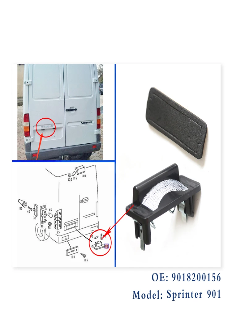 1 шт. освещение для автомобильного номерного знака Mercedes Sprinter V w LT 1995 2006 1996 9018200156