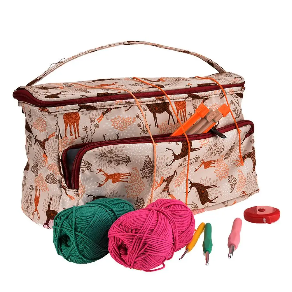 

Oxford Cloth Woolen Needlework Crochet Hooks Storage Tote Bag Knitting Needles Sewing Tool Thread Yarn Holder Organizer Handbags